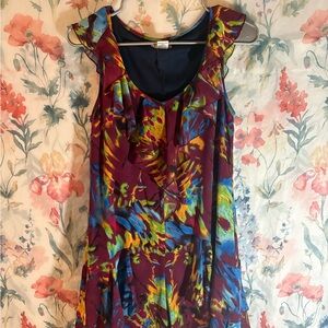 Vintage Vibrant Multicolor Ruffle Dress